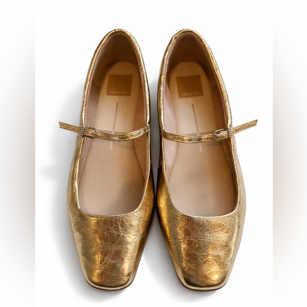 Dolce Vita Gold Metallic Mary Jane Flats Square Toe Women’s Size 8